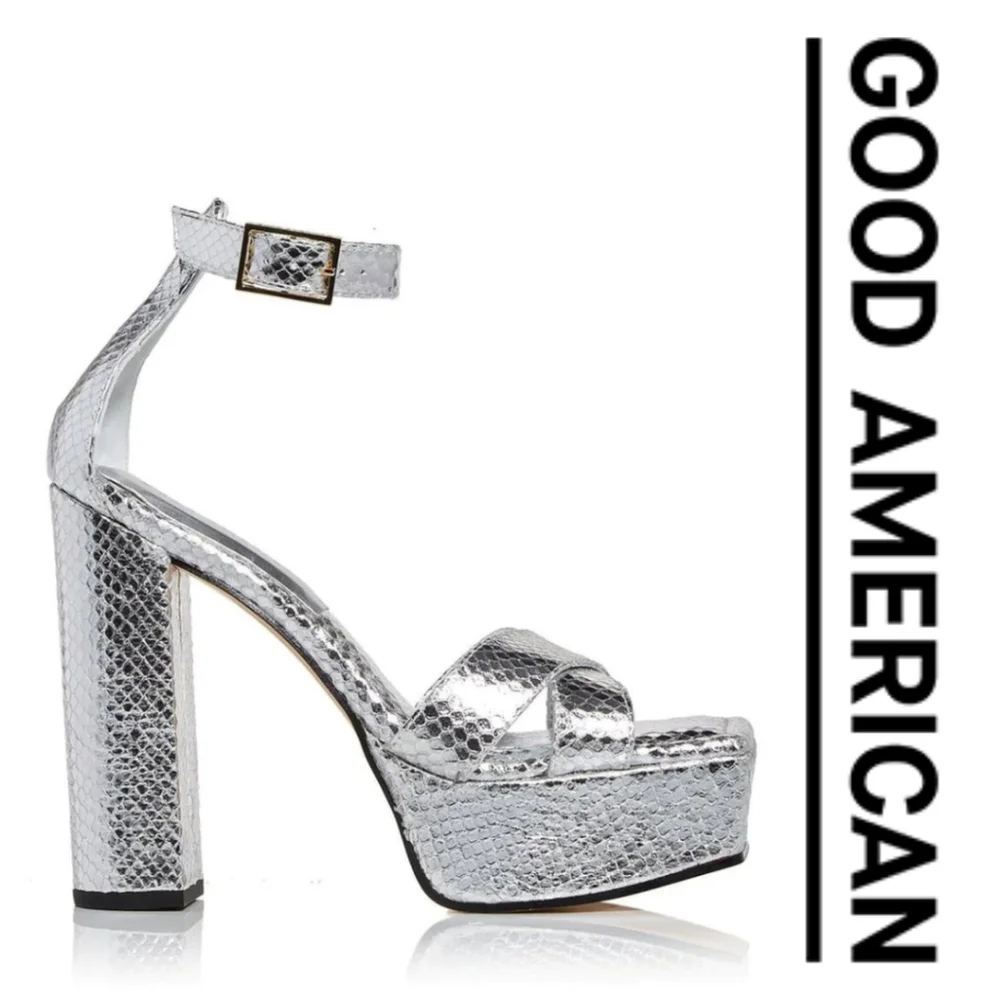 GOOD AMERICAN - WOMEN’S SILVER SNAKE PLATFORM Size 11 - Picture 2 of 4